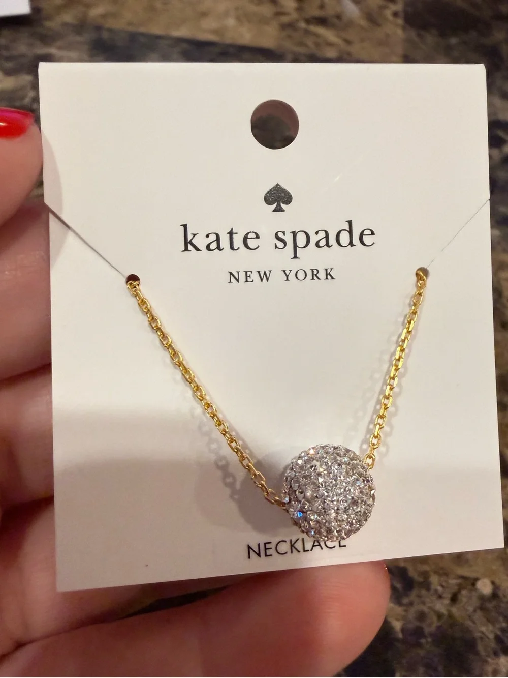 Kate Spade "Razzle Dazzle" Pave Ball Necklace Gold - Picture 4 of 6